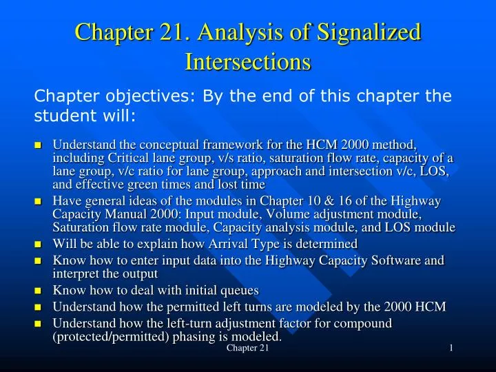 chapter 21 analysis of signalized intersections