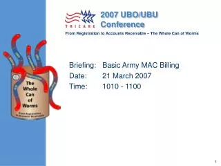 Briefing:	Basic Army MAC Billing Date:	21 March 2007 Time:	1010 - 1100