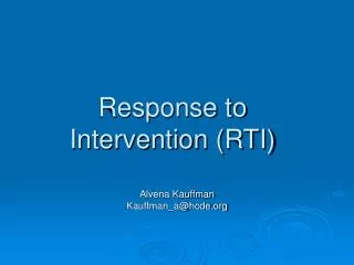 Response to Intervention (RTI)