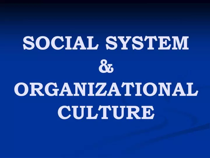social system organizational culture