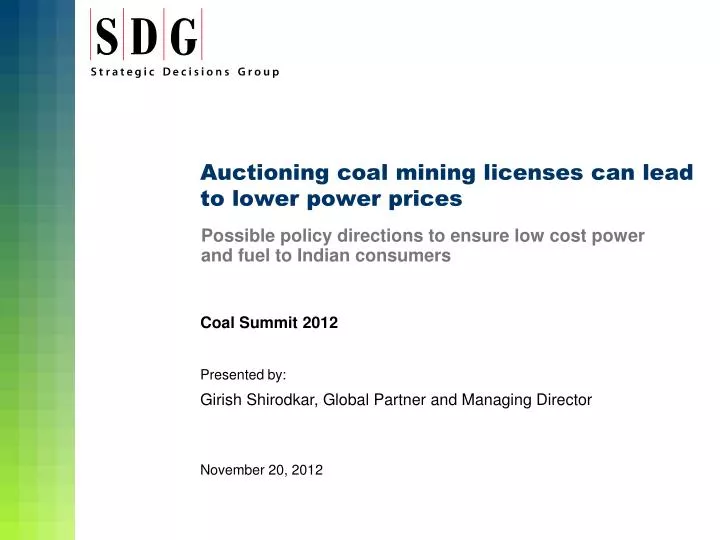 auctioning coal mining licenses can lead to lower power prices