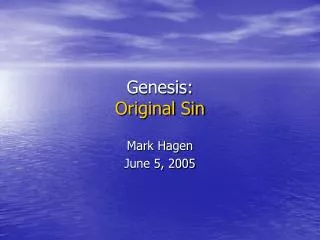 Genesis: Original Sin