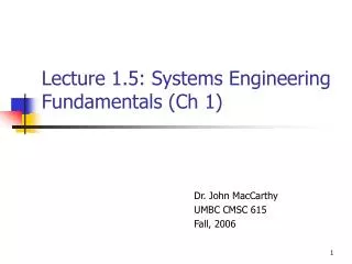 Lecture 1.5: Systems Engineering Fundamentals (Ch 1)