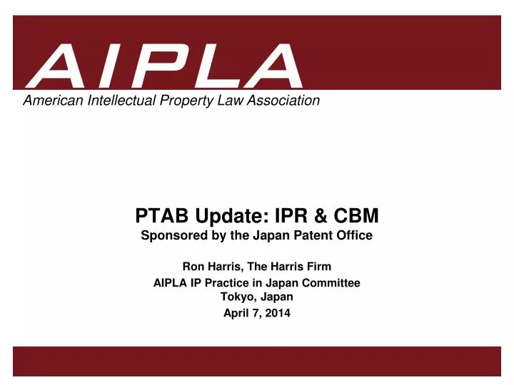 ptab update ipr cbm sponsored by the japan patent office