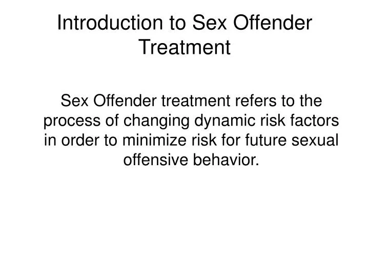 introduction to sex offender treatment