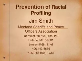 Prevention of Racial Profiling