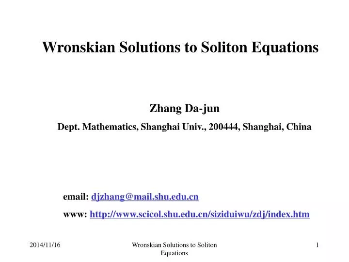 wronskian solutions to soliton equations