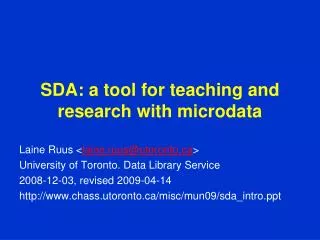 SDA: a tool for teaching and research with microdata