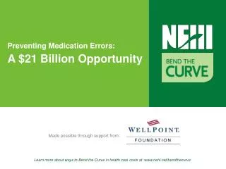 Preventing Medication Errors: A $21 Billion Opportunity