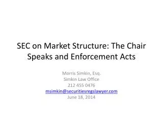 SEC on Market Structure: The Chair Speaks and Enforcement Acts