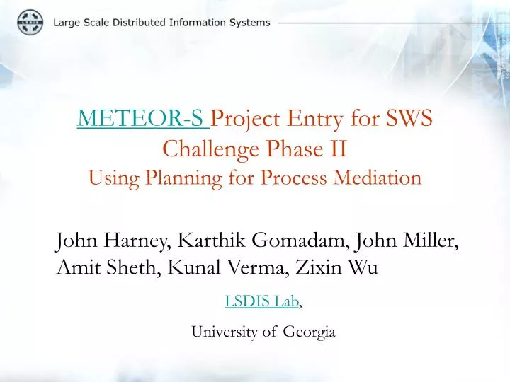 meteor s project entry for sws challenge phase ii using planning for process mediation