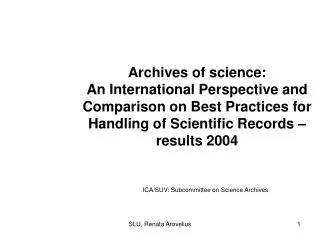 ICA/SUV: Subcommittee on Science Archives .