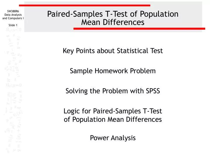 paired samples t test of population mean differences