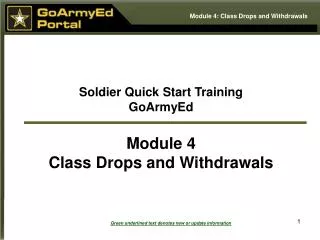 Soldier Quick Start Training GoArmyEd Module 4 Class Drops and Withdrawals