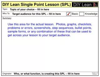 DIY Lean Single Point Lesson (SPL)
