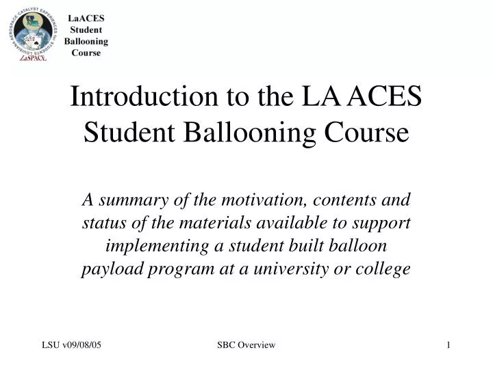 introduction to the la aces student ballooning course