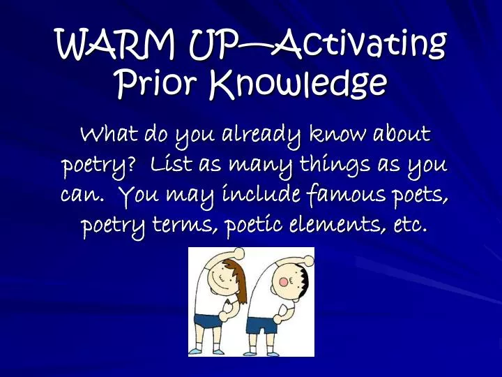 warm up activating prior knowledge