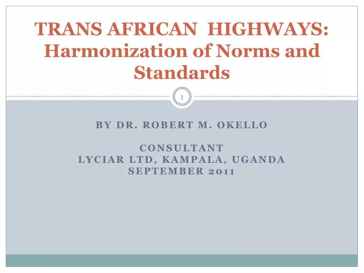 trans african highways harmonization of norms and standards