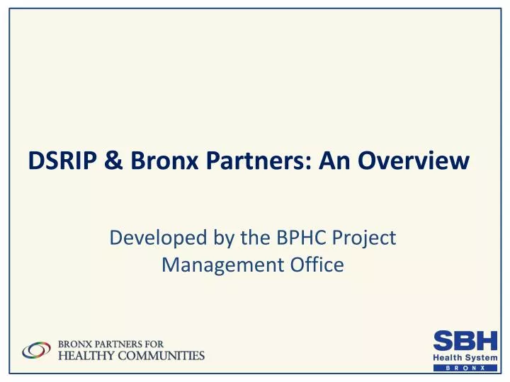 dsrip bronx partners an overview