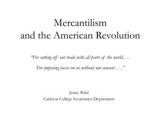 Jenny Wahl Carleton College Economics Department