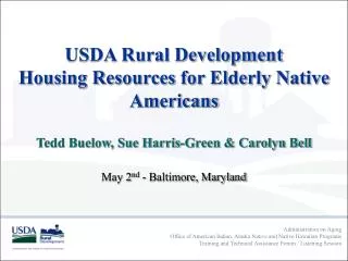 USDA Rural Development Housing Resources for Elderly Native Americans