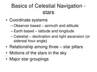Basics of Celestial Navigation - stars