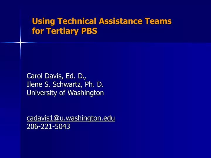 using technical assistance teams for tertiary pbs