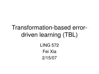 transformation based error driven learning tbl