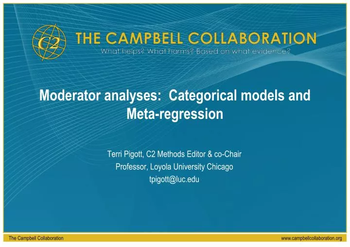 moderator analyses categorical models and meta regression