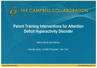 Parent Training Interventions for Attention Deficit Hyperactivity Disorder