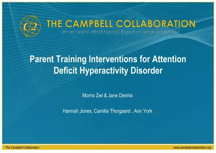 parent training interventions for attention deficit hyperactivity disorder