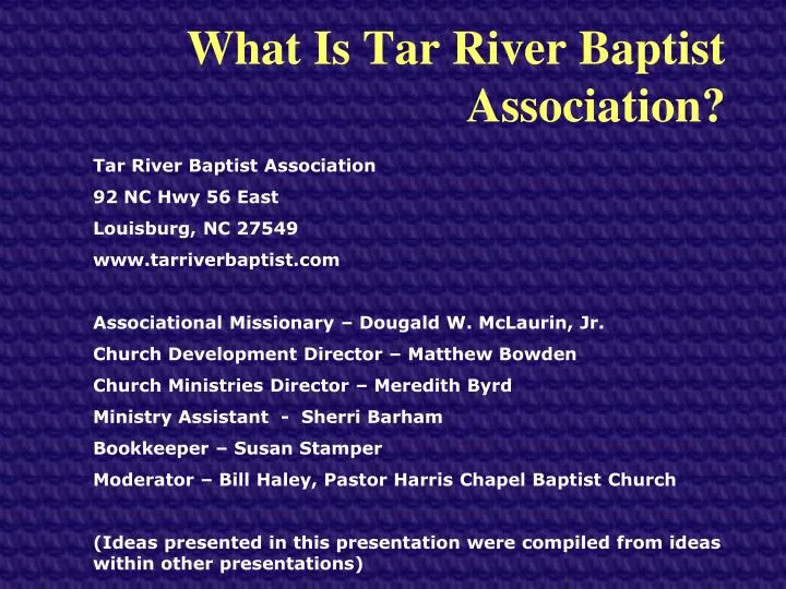 what is tar river baptist association