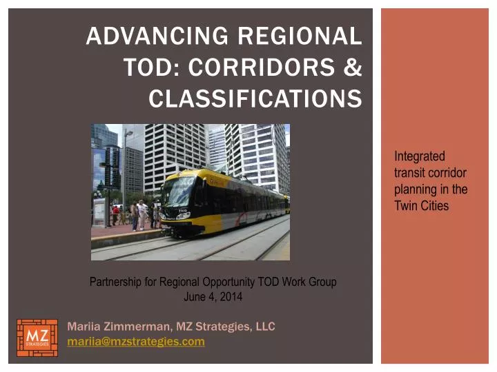 advancing regional tod corridors classifications