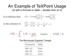 an example of texpoint usage to edit a formula or table double click on it