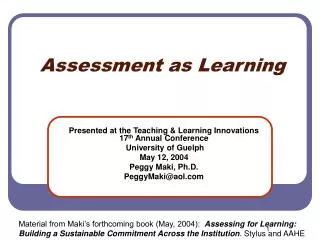 Assessment as Learning