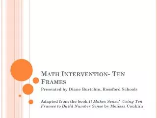 Math Intervention- Ten Frames