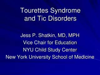 tourettes syndrome and tic disorders