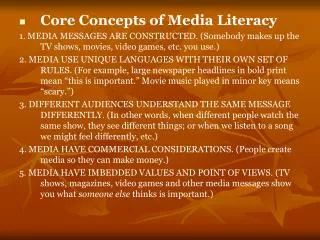 Core Concepts of Media Literacy