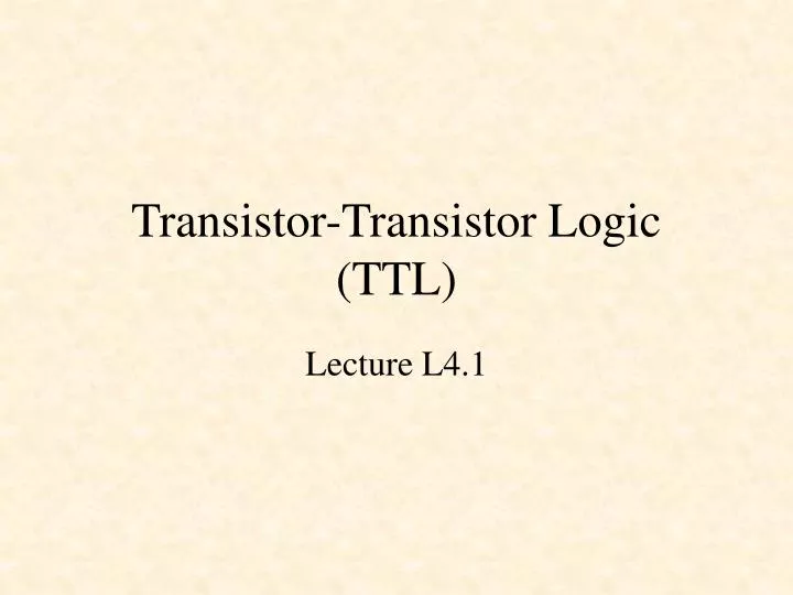 transistor transistor logic ttl