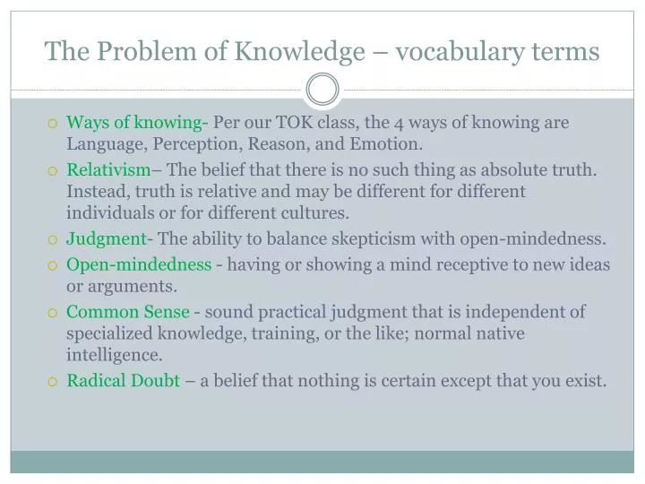the problem of knowledge vocabulary terms