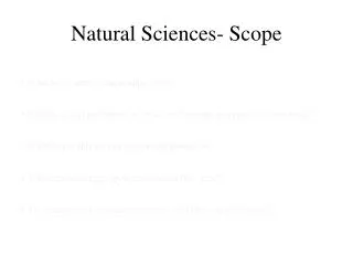 Natural Sciences- Scope