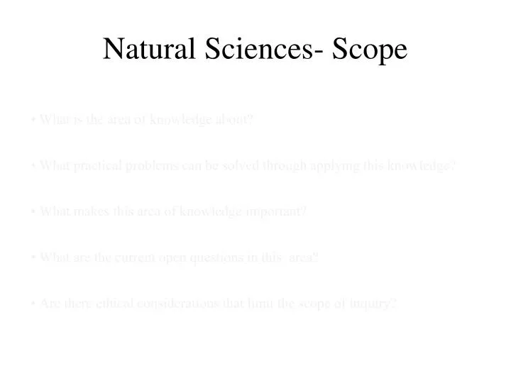 natural sciences scope