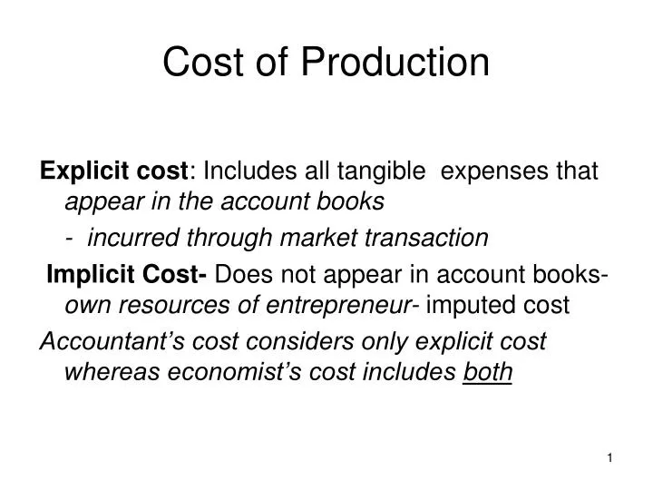 cost of production