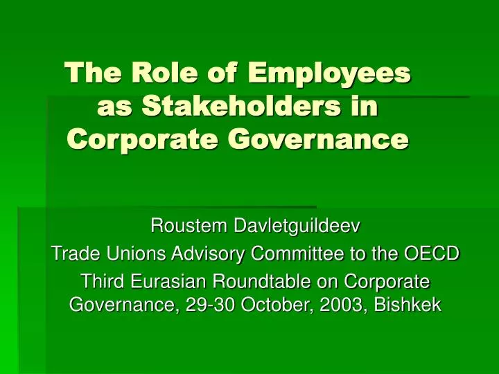 the role of employees as stakeholders in corporate governance