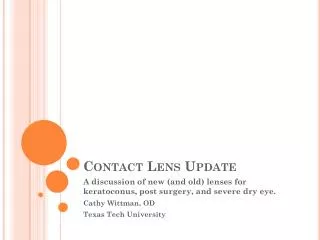 Contact Lens Update