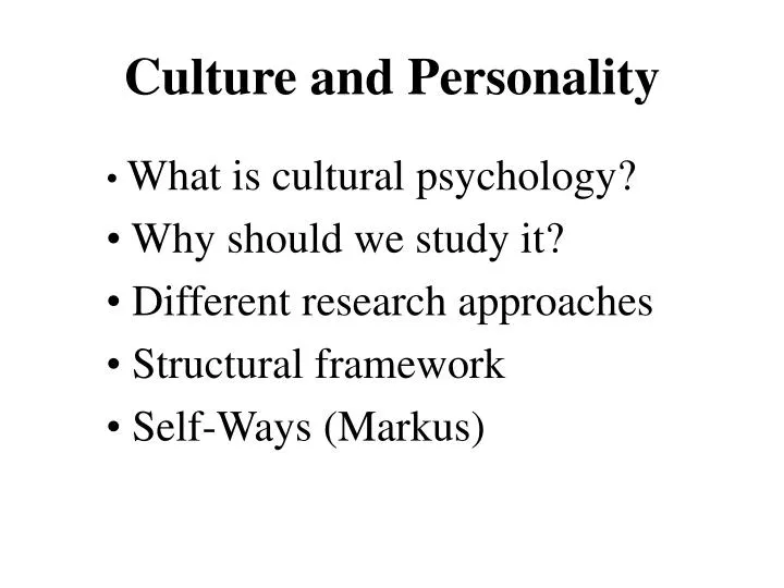 culture and personality