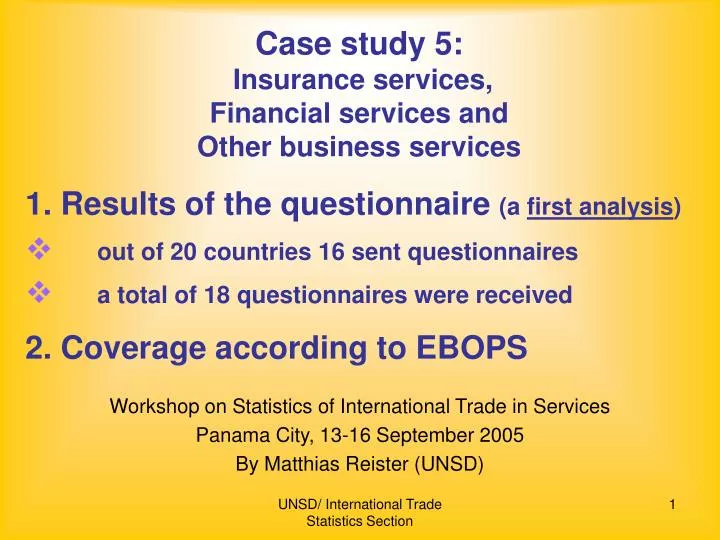 case study 5 insurance services financial services and other business services