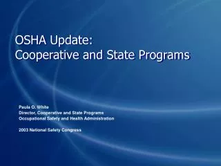 OSHA Update: Cooperative and State Programs