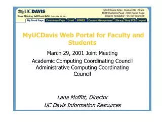 MyUCDavis Web Portal for Faculty and Students