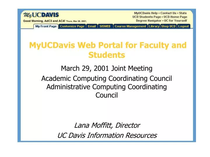 myucdavis web portal for faculty and students